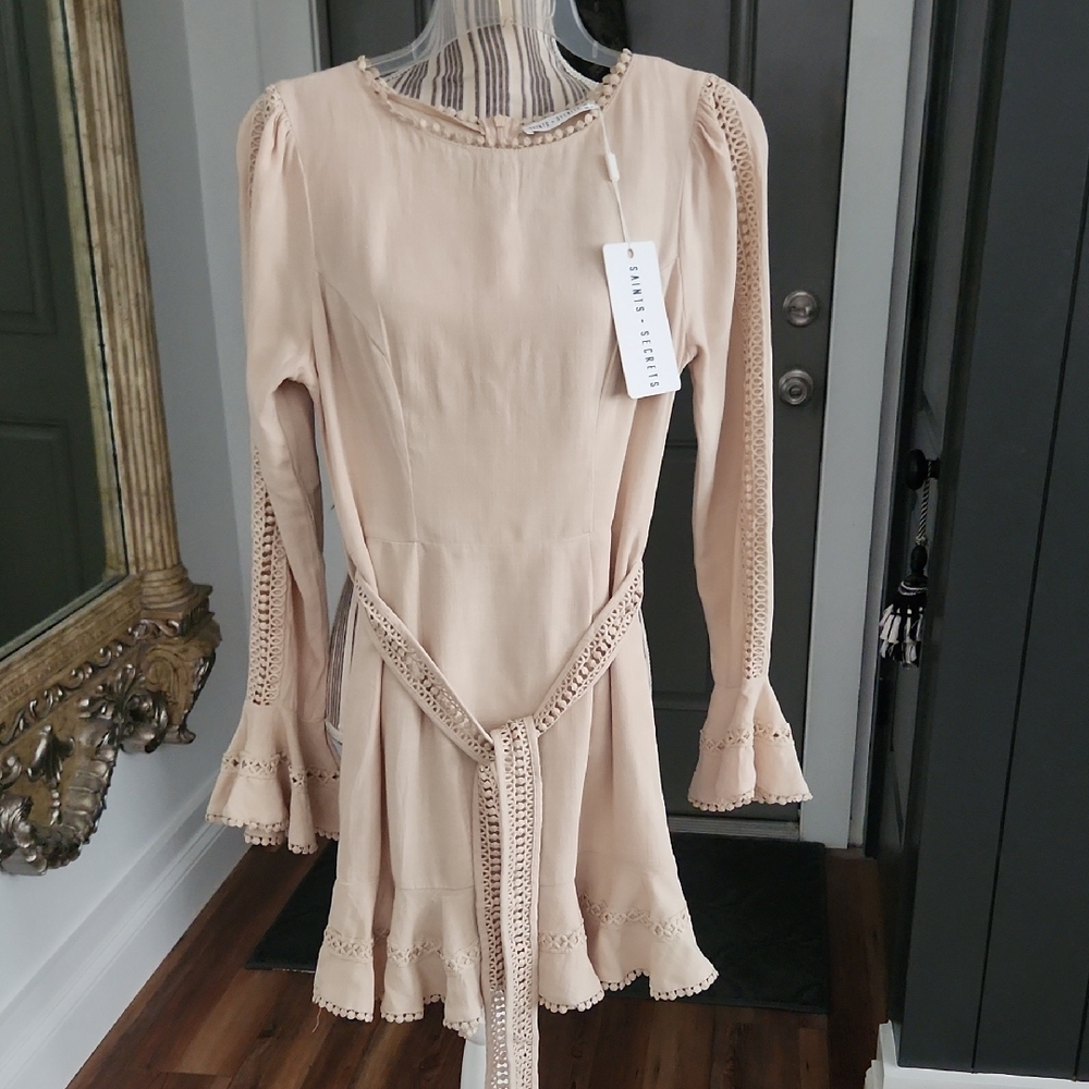 Saint + Secrets Linen Crochet Detail Dress